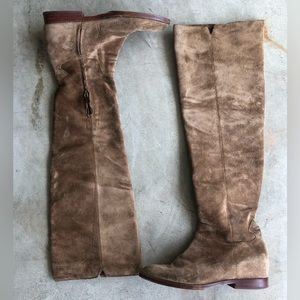 ASH Tan Suede Leather Over the Knee Boots